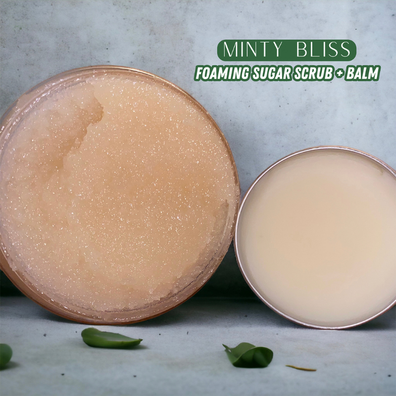 Minty Bliss Eucalyptus Mint Foaming Sugar Scrub + Balm